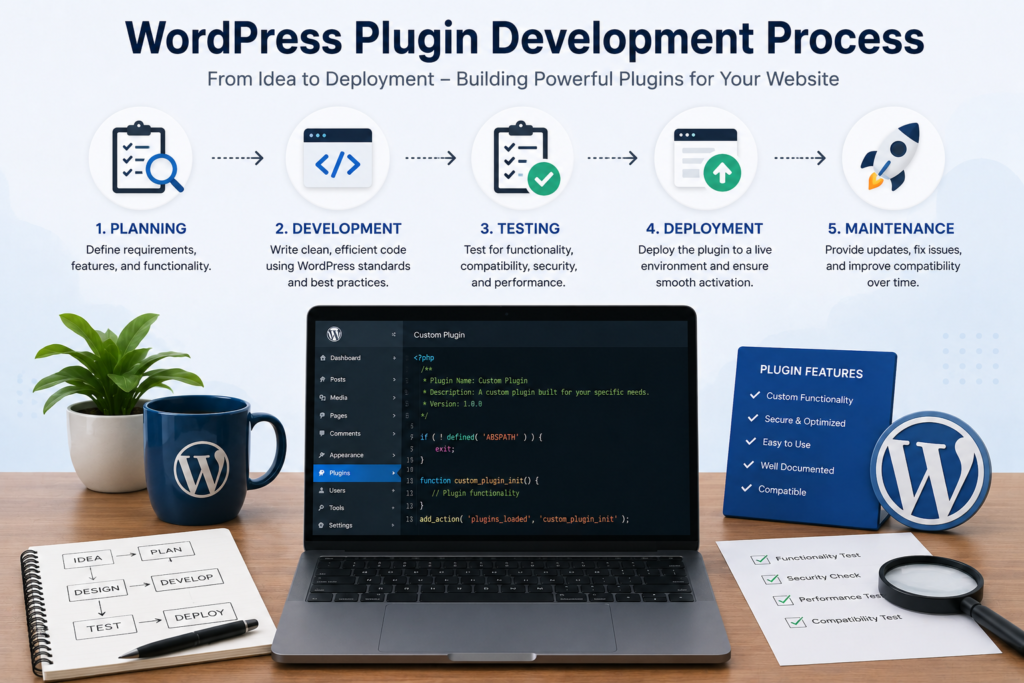 WordPress plugin development process from planning to testing and deployment